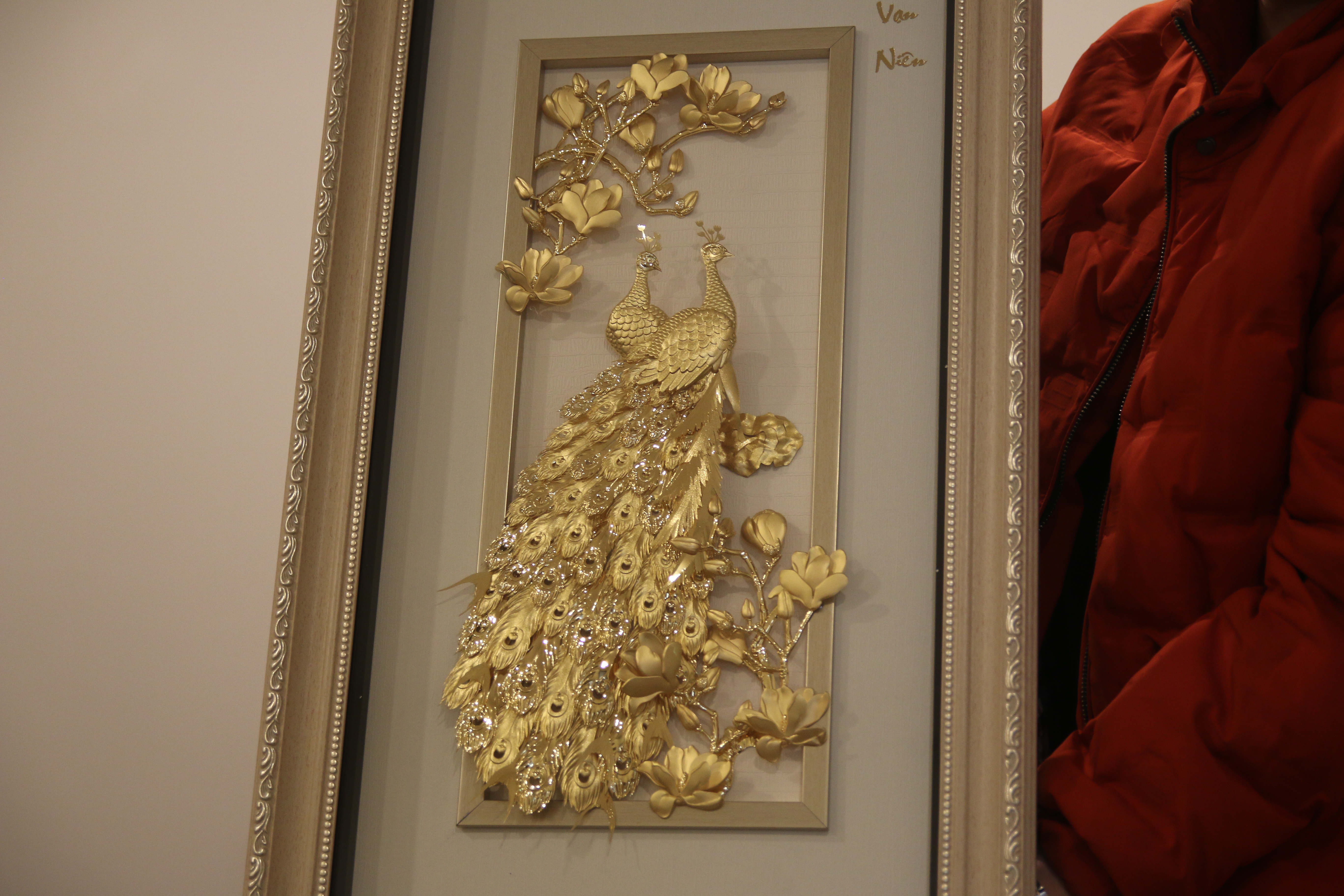 Tranh Đôi Chim Công Dát Vàng 24K