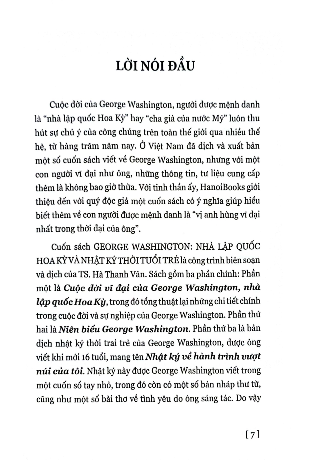 George Washington - Nhà Lập Quốc Hoa Kỳ Và Nhật Ký Thời Tuổi Trẻ (HNB)