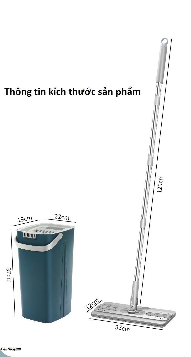 Chổi Lau Nhà Thông Minh Tự Vắt Phân 2 Luồng Nước Sạch Và Bẩn Thế Hệ Mới Kèm 4 Bông - Lau Cây Lau Nhà