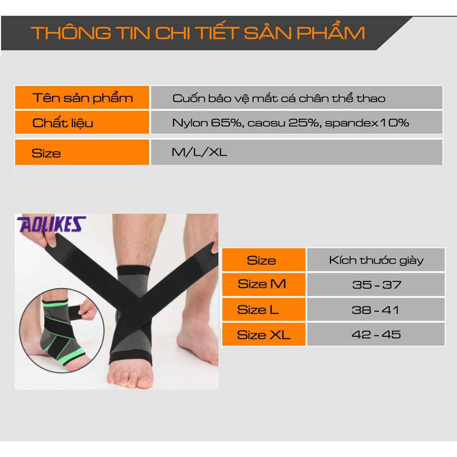 Cuốn cổ chân, bó bảo vệ mắt cá chân, gót chân thoáng khí cho hoạt động thể thao đá bóng chạy bộ tập gym