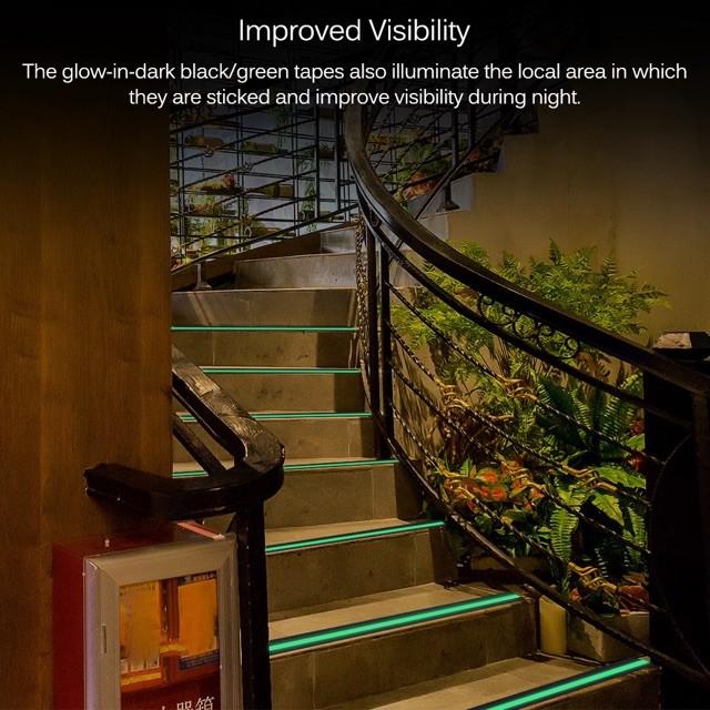 Băng dính nhám dạ quang chống trượt ngã - Băng keo dán cầu thang hống trơn trượt dán bậc cửa ra vào, bảo vệ gia đình