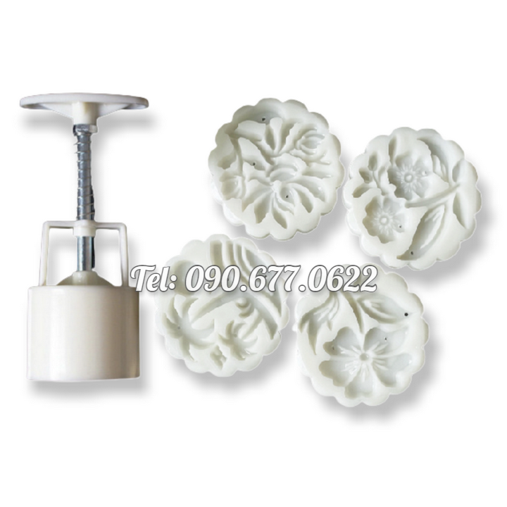 Khuôn trung thu lò xo 4 mặt hình tròn bãi biển mùa hè - Loại 50 gram – Mã số 1904