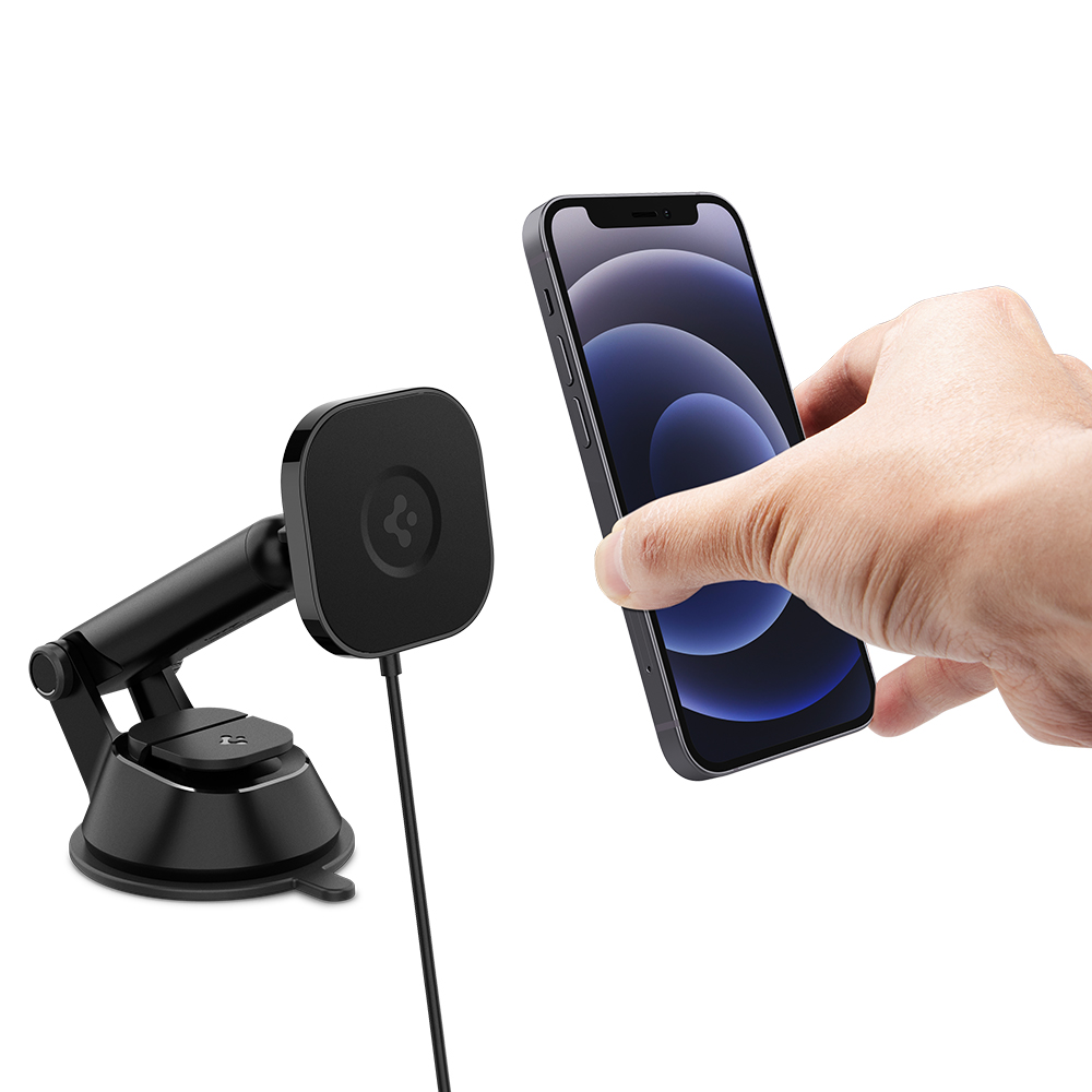 Sạc Mag Xe Hơi Spigen OneTap Pro Wireless Magnetic Car Charger Dashboard - Hàng Chính Hãng