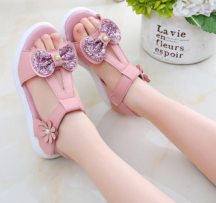 Dép Sandal bé gái công chúa đáng yêu 3 - 13 tuổi nơ xinh - S53