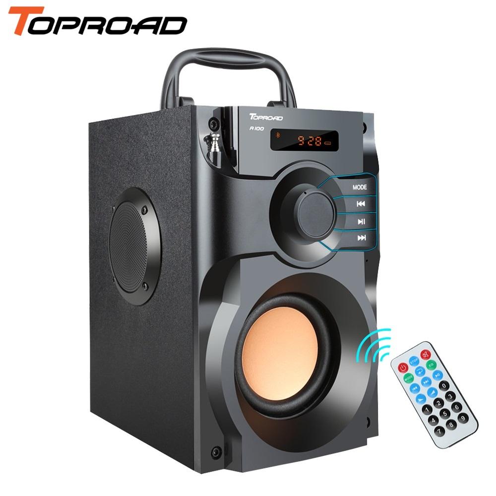 Toproad di động loa bluetooth stereo không dây stereo loa loa loa hỗ trợ FM radio tf aux usb điều khiển điều khiển từ xa Color: yellow