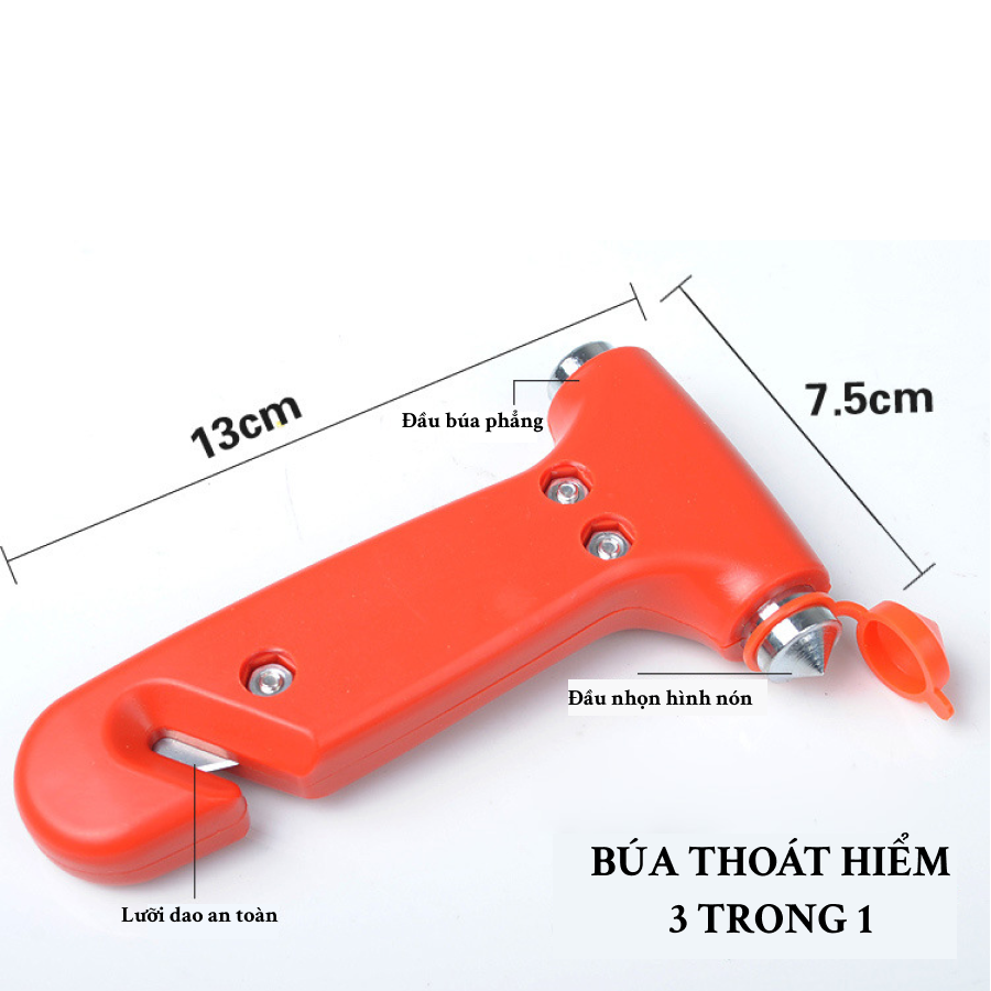 Búa Phá Kính Thoát Hiểm Đa Năng Sử Dụng Cho Xe Ô Tô | Búa Phá Kính Kèm Cắt Dây An Toàn Thoát Hiểm Sử Dụng Cho Xe Ô Tô Gọn Nhẹ, Sử Dụng Dễ Dàng, Hiệu Quả