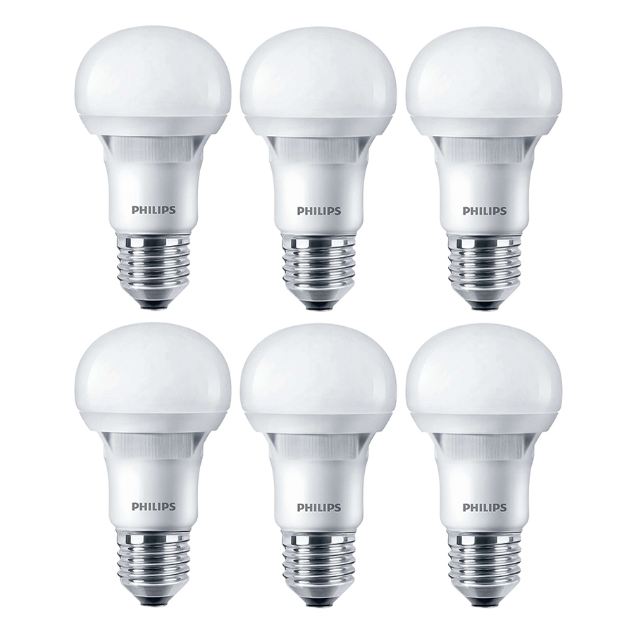 Bộ 6 Bóng Đèn Philips LED Essential 7W 3000K E27 A60