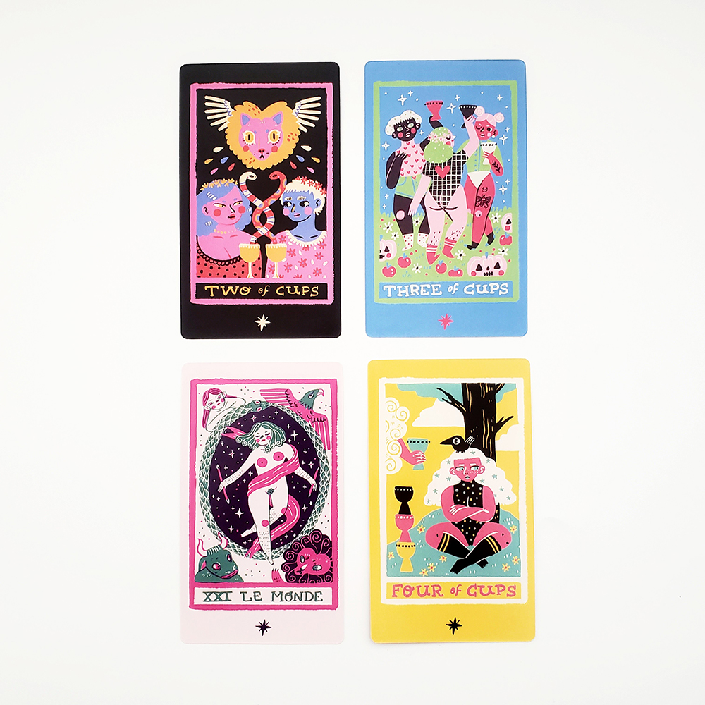 Bộ Bài Rainbow Tarot 78 lá 7x12 cm tặng đá thanh tẩy