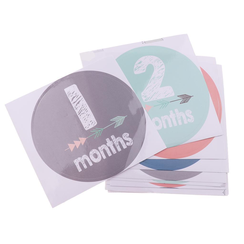 1-12 Months Baby Milestone Month Animal Stickers Baby Boys Girls Photo Props