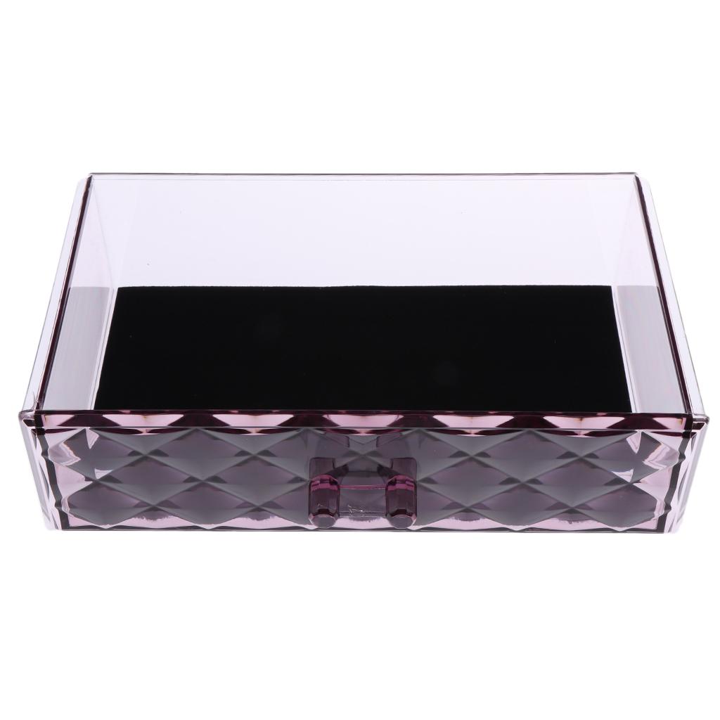 Acrylic Cosmetic Organizer Lipstick Polishes Display Jewelry Storage Box Purple