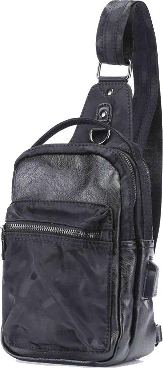 Camouflage Black Men'S Chest Bag Fashion PU Leather Crossbody Bag
