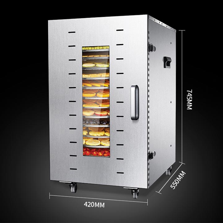 Máy Sấy Thực Phẩm Inox 16 Khay Tròn Xoay HTG Tự Động Đảo Sấy Công Suất Lớn, Hẹn Giờ Sấy Khô, Hàng Chính Hãng