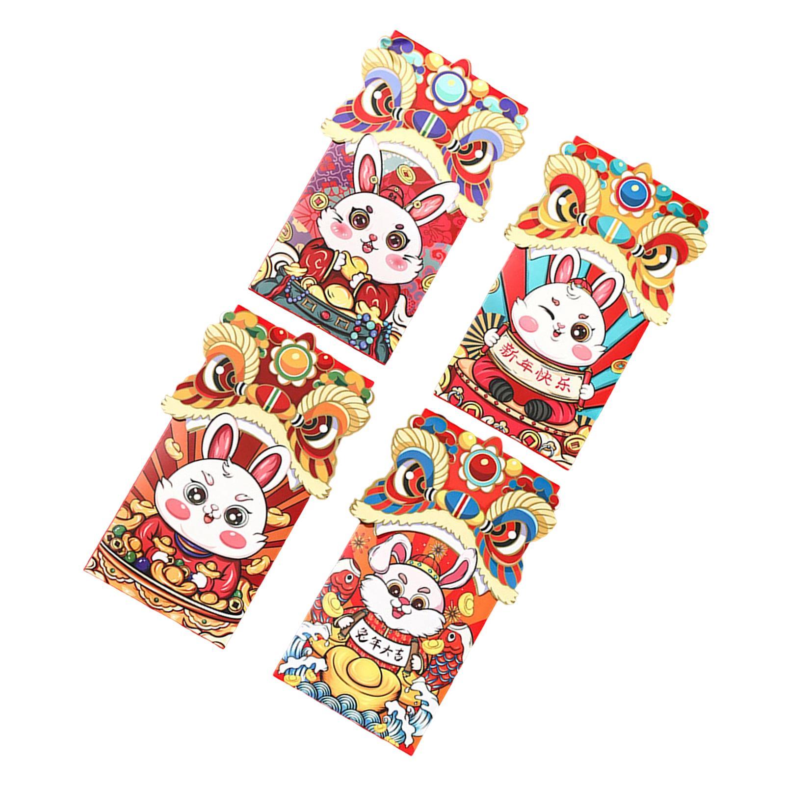 8 Chinese Red Envelopes with Red Pockets for Party, Wedding Gift