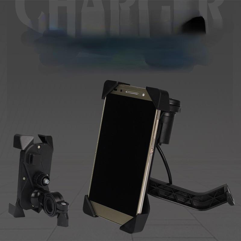 Giá Đỡ Điện Thoại Gắn Kính Chiếu Hậu Xe Máy Có Cổng Sạc USB Chống Nước Chống Sốc
