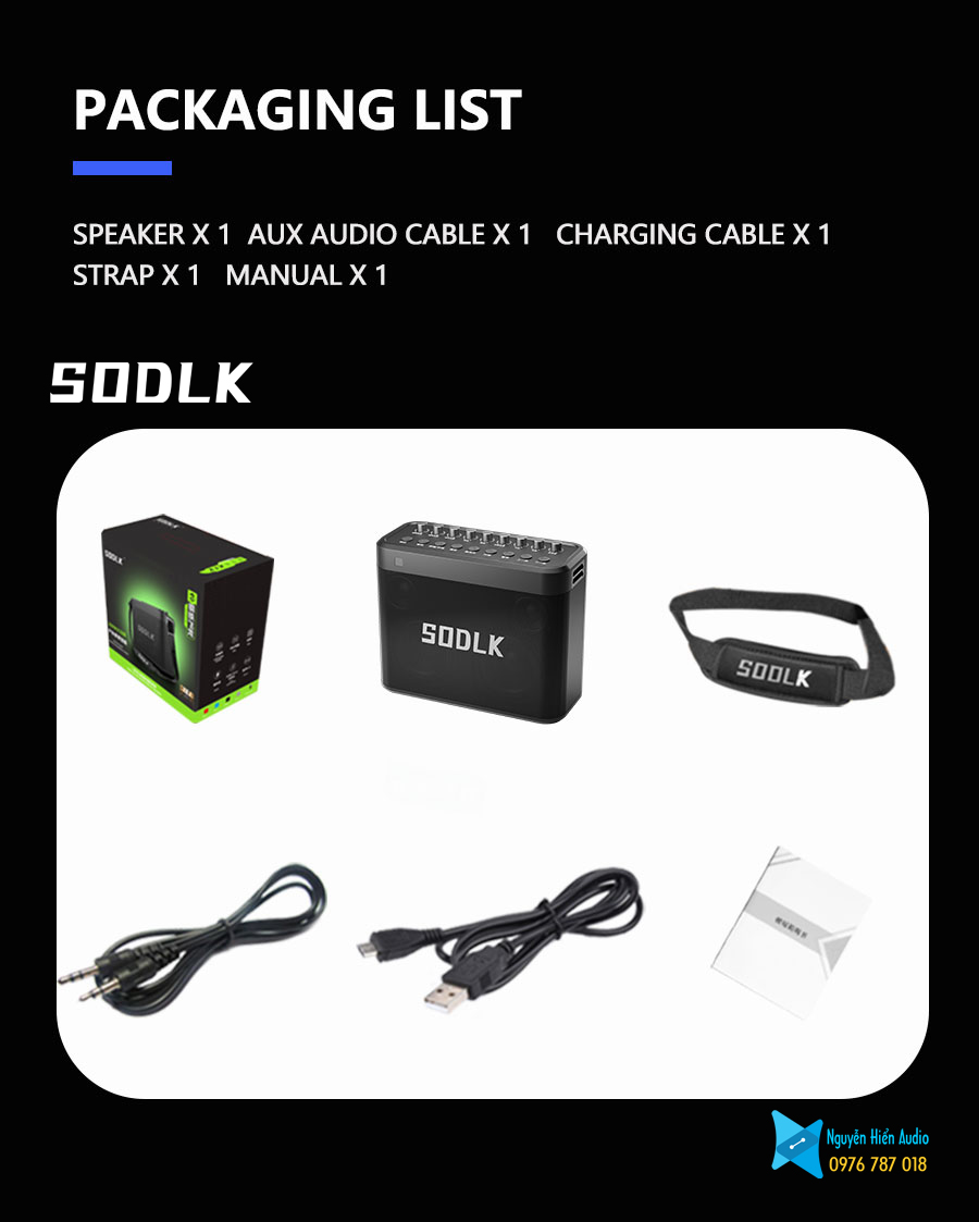 Loa SODLK S1314 di động bluetooth 5.0 siêu trầm 200W, karaoke chuyên nghiệp, công nghệ DSP, tặng kèm 01 balo chống sốc