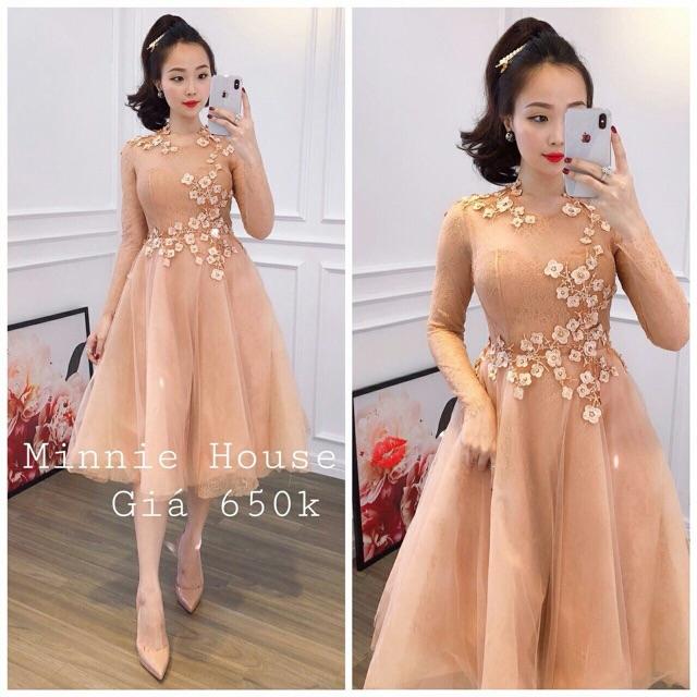 Đầm Xoè công chúa kết hoa ren nổi CỰC SANG TRỌNG - Size ML ĐẾN 58KGMM MM
