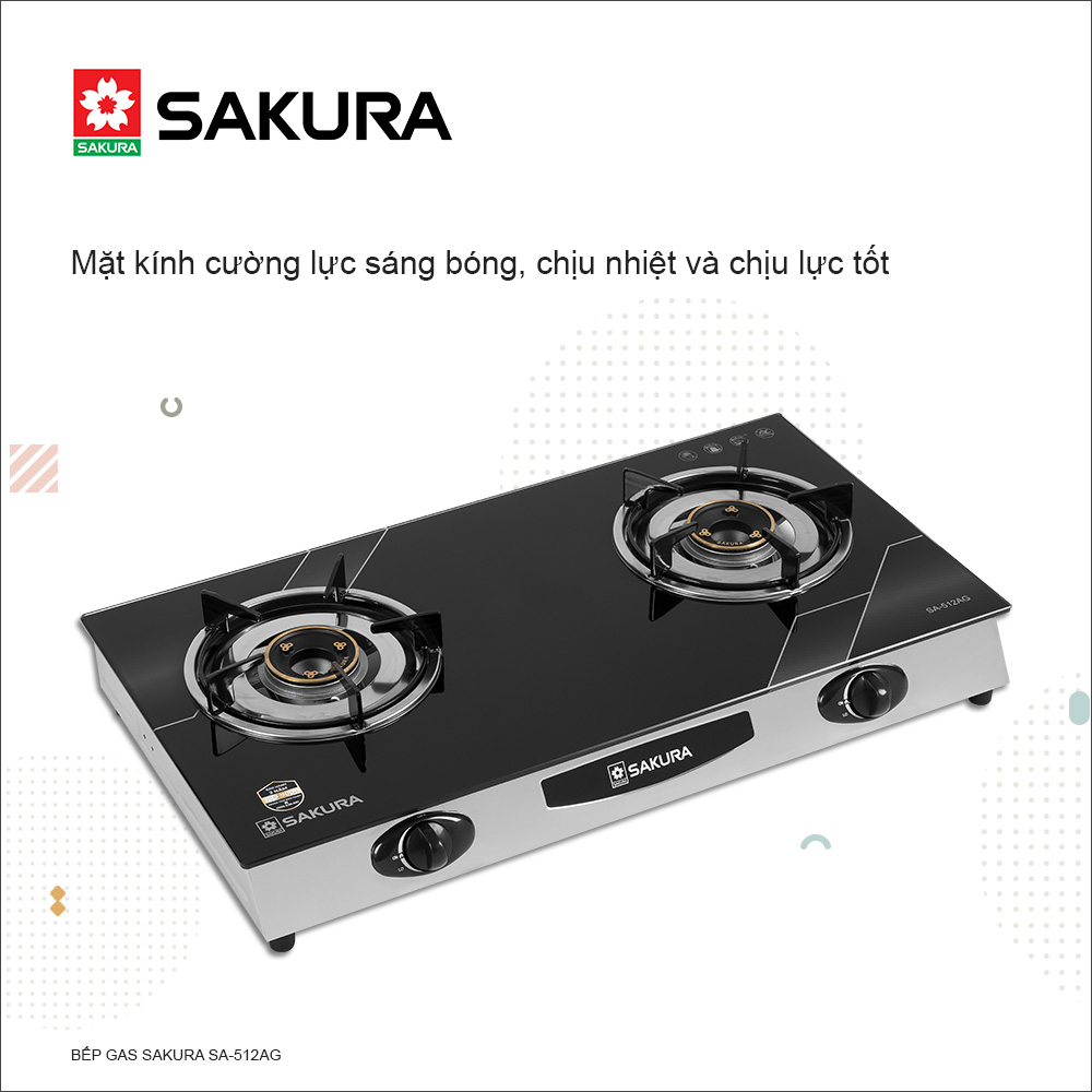 Bếp Gas Dương Mặt Kính SAKURA SA-512AG - Hàng Chính Hãng