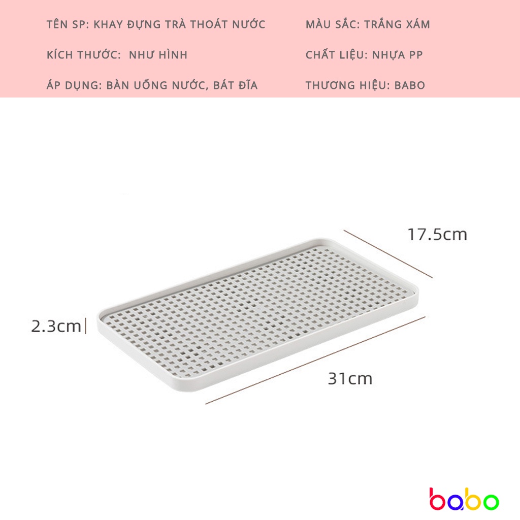 Khay trà hai lớp nhựa để bàn đựng cốc thoát nước kệ bát đĩa babo
