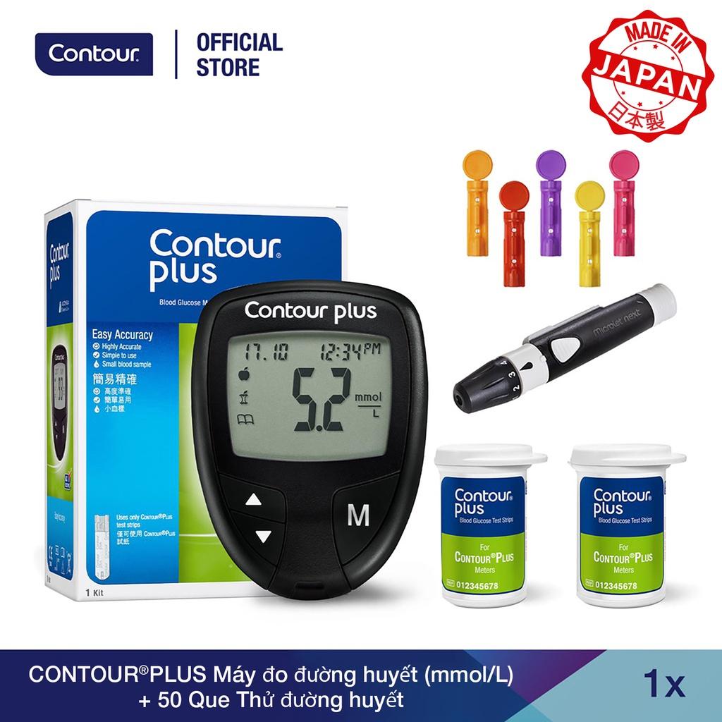 CONTOURPLUS Máy đo đường huyết (mmol/L) + 50 Que Thử đường huyết