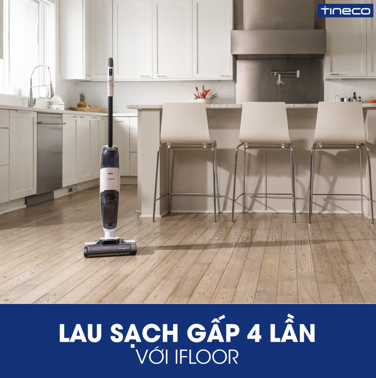 Máy Hút Bụi Lau Sàn Khô Uớt Tự Giặt Giẻ TINECO IFLOOR 2 Thương Hiệu Mỹ Lực Hút 12,000 Pa, Có Kết Nối App Theo Dõi, Công Suất 220 W - Hàng Chính Hãng - Bảo Hành 24 Tháng