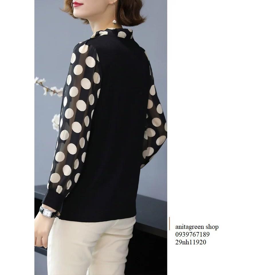 Nh11920-ÁO KIỂU NỮ PHỐI BI TAY DÀI