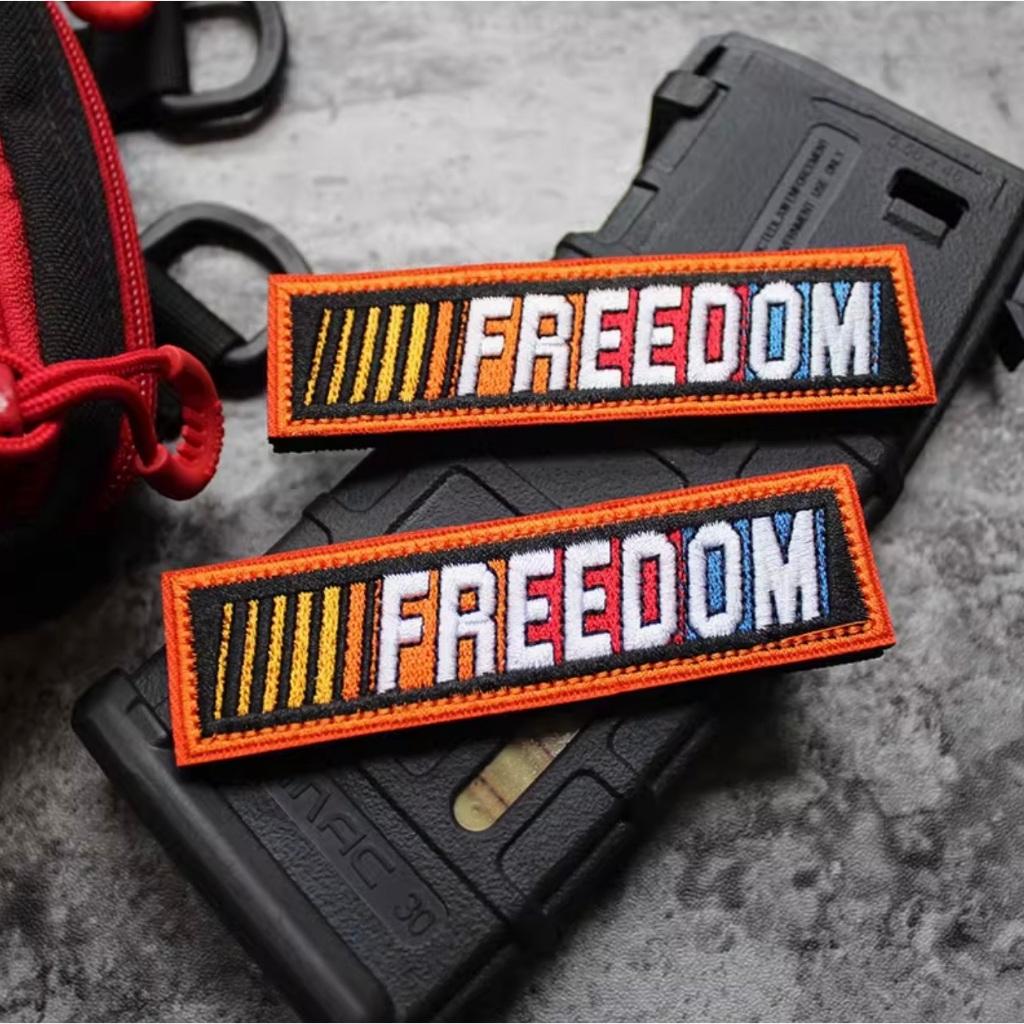 Patch_velcro vải FREEDOM &amp; LET'S GO dán ba lô_túi xách_quần áo