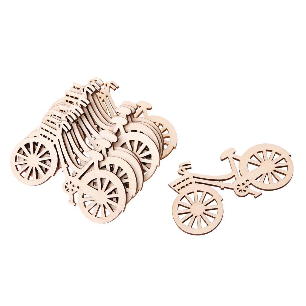 4-20pack 10 Pieces Wood Cutouts Bicycle Shapes Wooden Embellishments Craft for