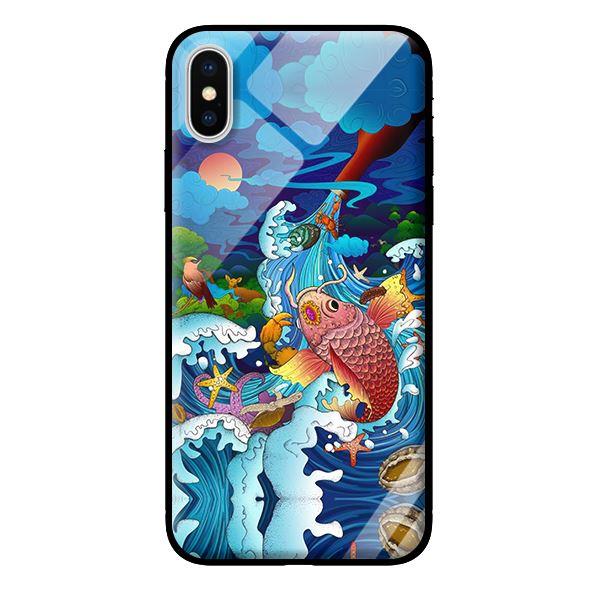 Ốp kính cường lực cho iPhone X Mưa Cá Chép - Hàng chính hãng