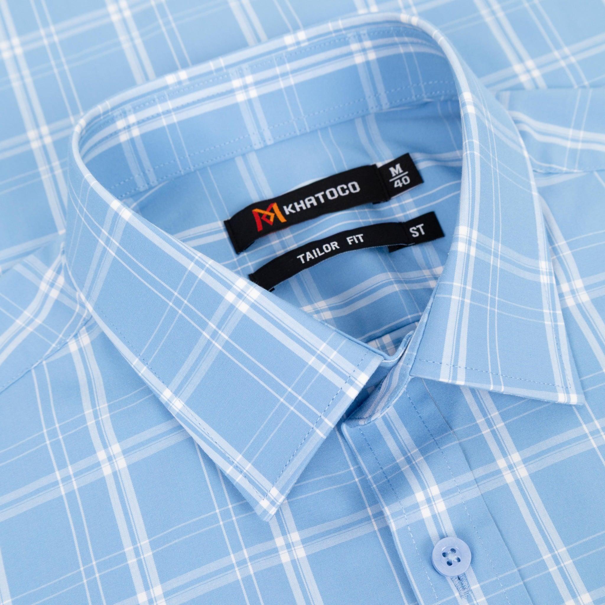 Áo sơ mi nam KHATOCO Tailor Fit ngắn tay A1MN498T2-CNCR846-2711-N