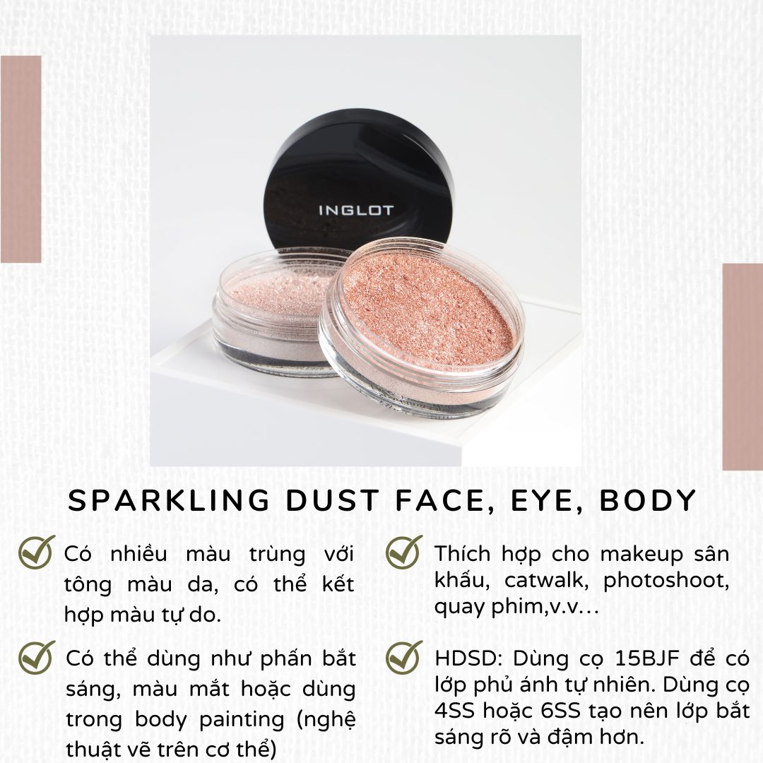 Nhũ bắt sáng dạng bột Sparkling Dust Face, Eyes, Body (2.5g) màu 01 INGLOT