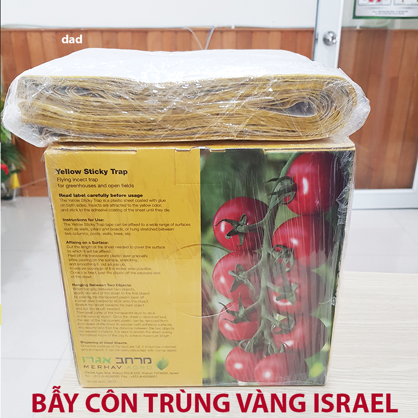 Cuộn Keo Dính Vàng Bẫy Côn Trùng Nhập khẩu Israel dùng bẫy ruồi đục trái, bẫy bọ trĩ, bọ phấn, sâu vẽ bùa và bẫy các côn trùng khác