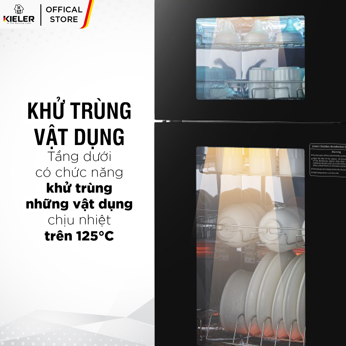 Tủ khử trùng Kieler KL- TL 520 2 in 1 tích hợp lò chiên thức ăn và khử trùng đồ dùng bếp đa dạng chức năng sấy khử trùng - Hàng Chính Hãng