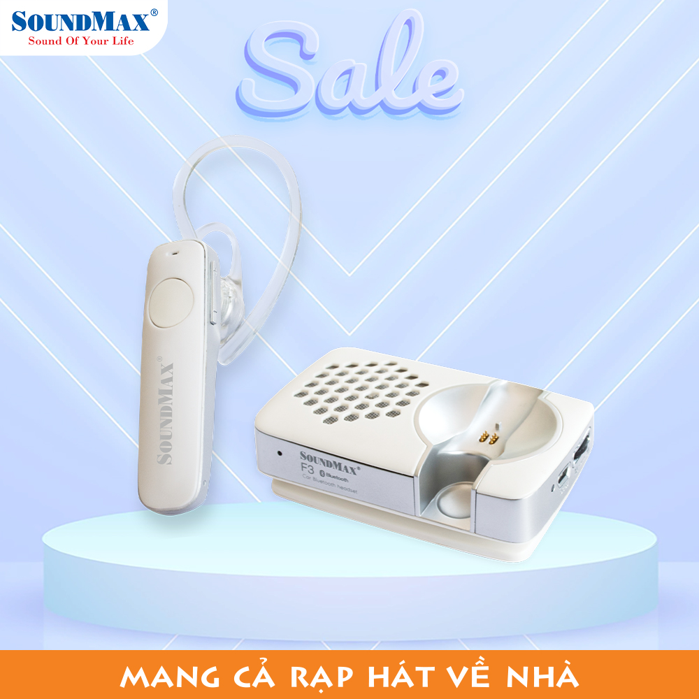 Tai nghe đàm thoại bluetooth + loa kiêm đế sạc năng lượng mặt trời SoundMax F-3 | Bluetooth Earphone + Solar Charging Dock with Speaker SoundMax F3 - Hàng Chính Hãng