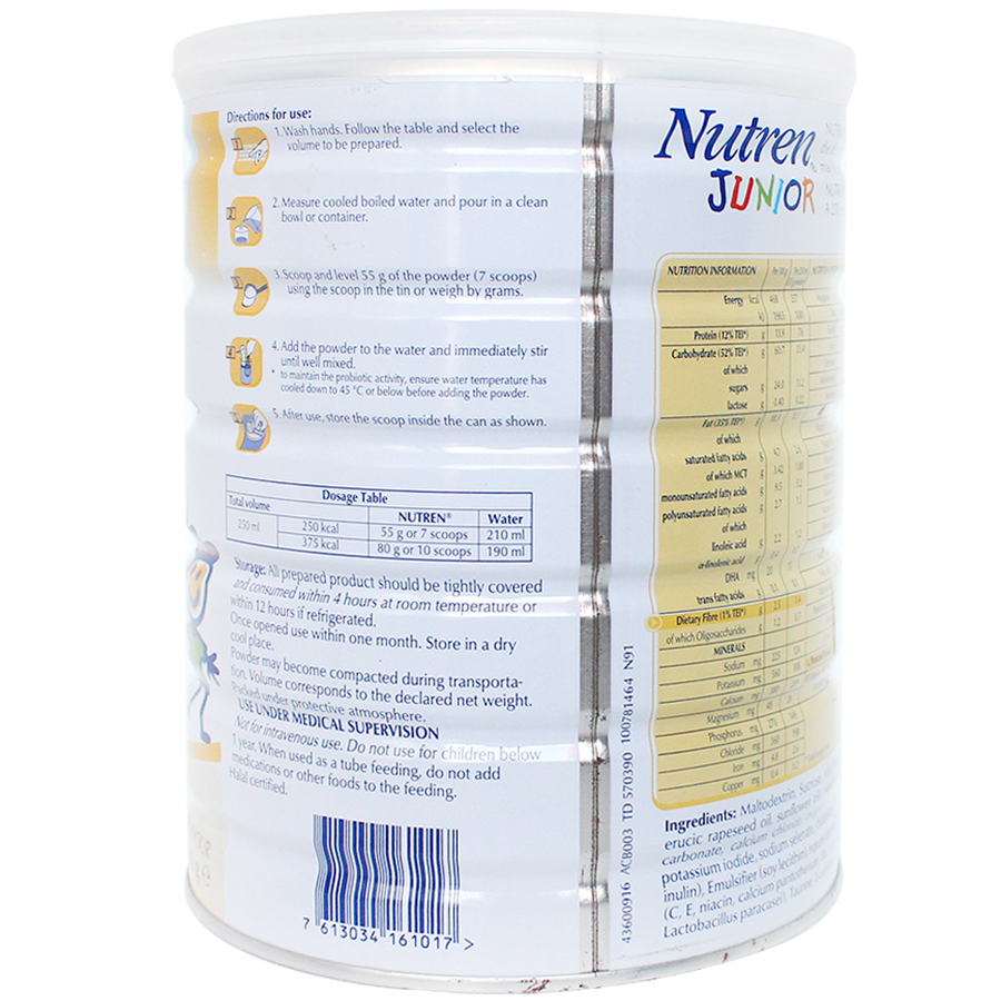 Sản Phẩm Dinh Dưỡng Y Học NUTREN JUNIOR Lon 800g - Tặng Gối Ôm Hình Bút Chì