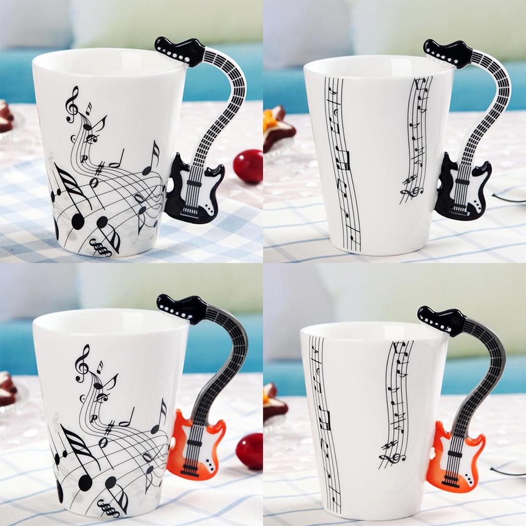 Musical Guitar Mug Drink Tea Milk Coffee Mug Ceramic Cup Black Freedom