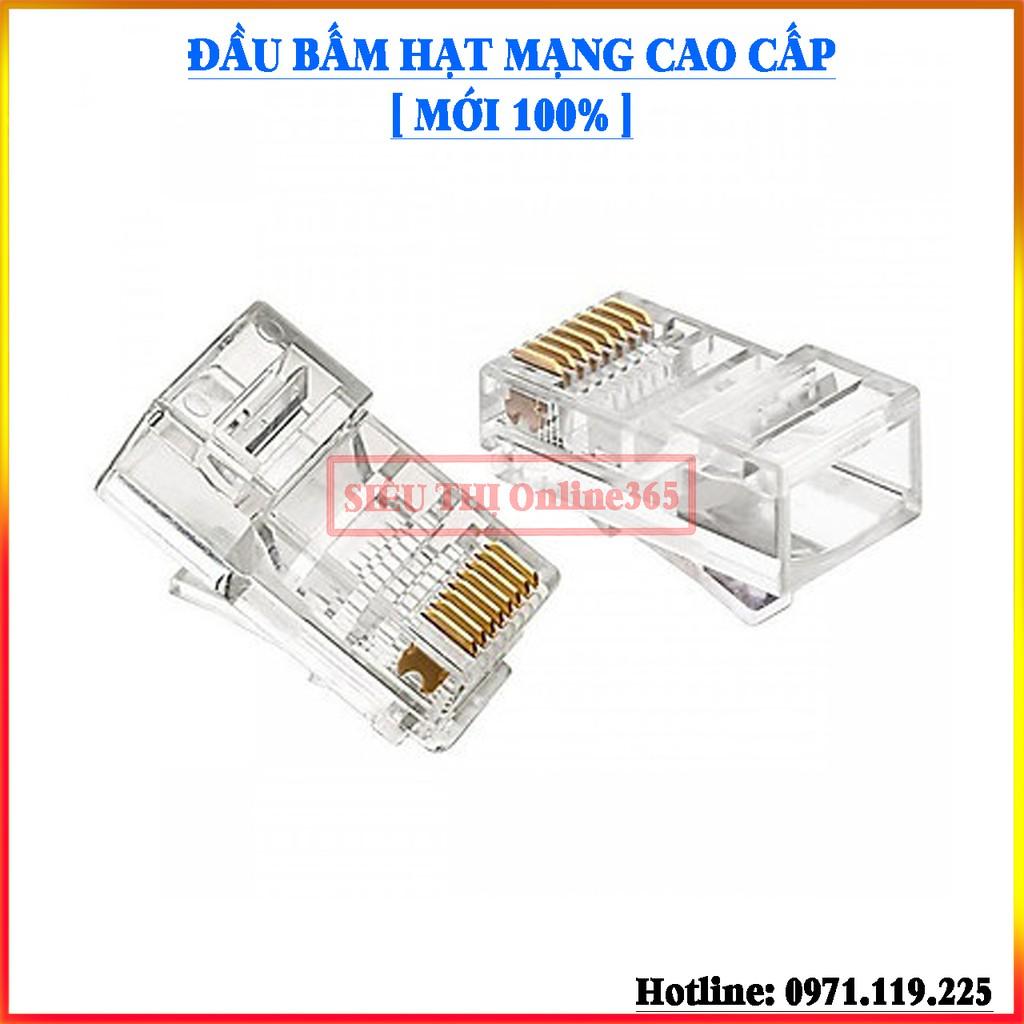 Combo 100 Hạt Đầu Bấm và Đầu Chụp Dây Mạng RJ45 Cao Cấp - Mới 100%