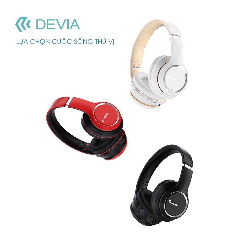 Tai Nghe Bluetooth Không dây headphone chụp tai DEVIA Kintone series có mic nghe nhạc liên tục 18H- Hàng chính hãng