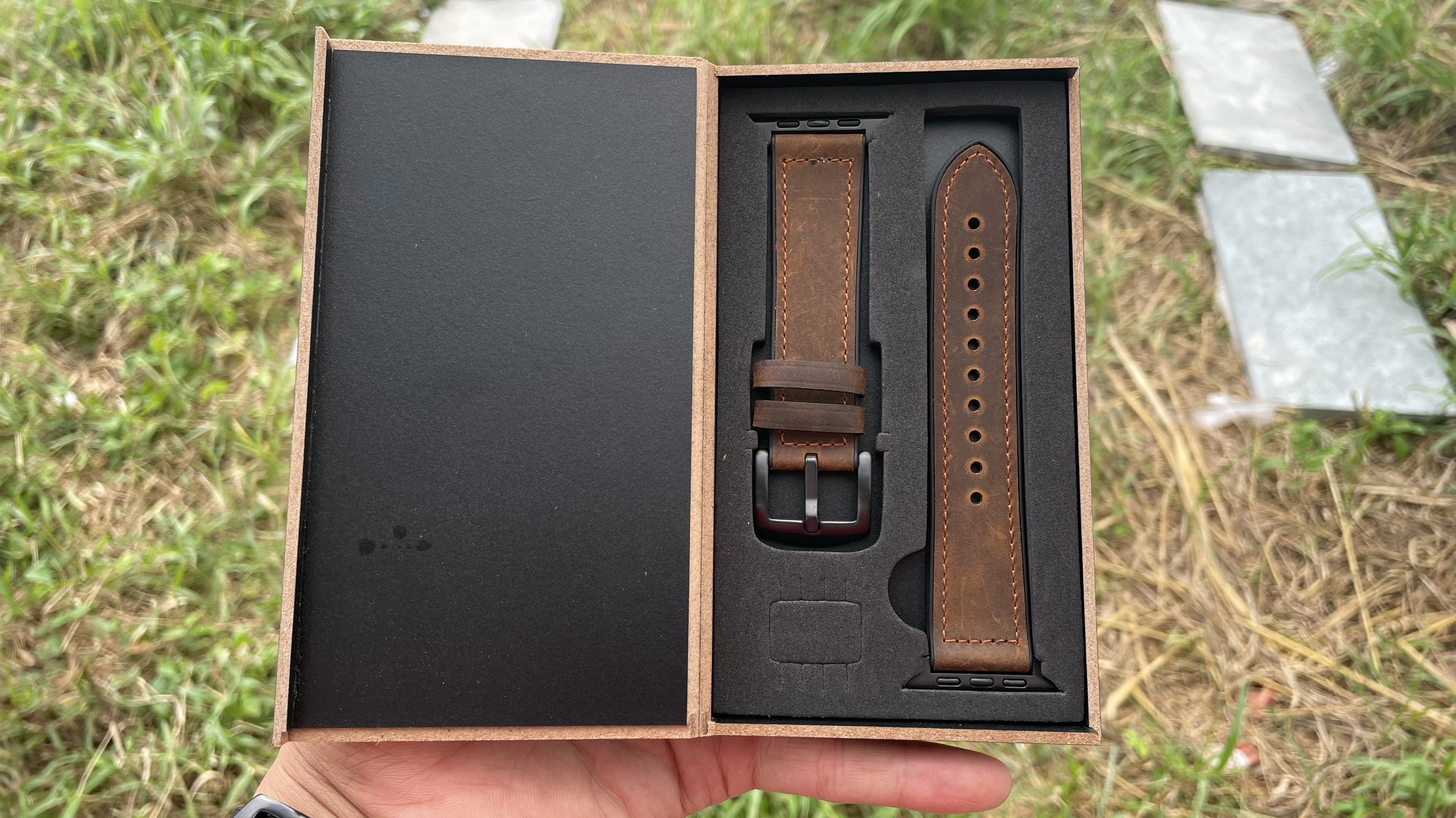 Dây da sáp dầu Vintage cao cấp dành cho Apple watch 40mm/44mm/38mm/42mm kèm hộp gỗ cho Apple watch Series 7 6 SE 5 4 3 2 41mm 45mm