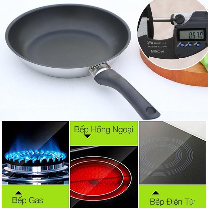 Chảo inox 3 đáy 24 cm cao cấp