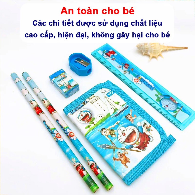 Bộ đồ dùng học tập nhiều họa tiết Baby-S, Bộ dụng cụ học tập 6 món cao cấp đáng yêu cho bé – SH057