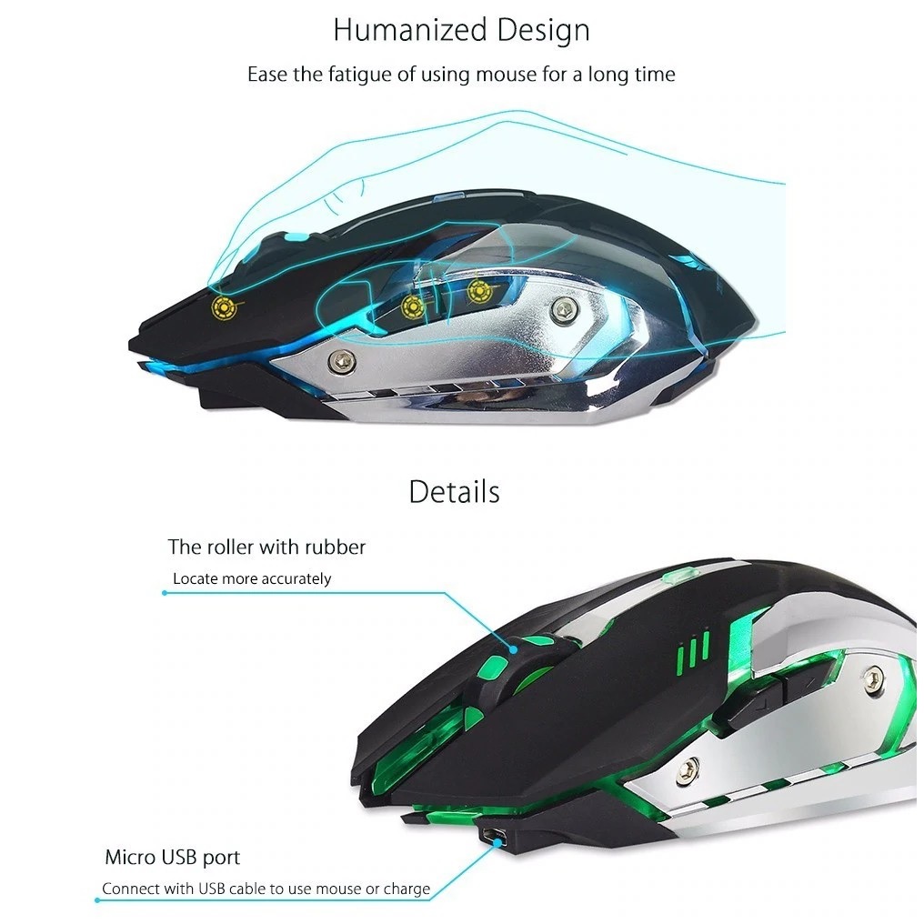 Chuột LED Không Dây 2.4GHZ Gaming X70 - Hàng Nhập Khẩu