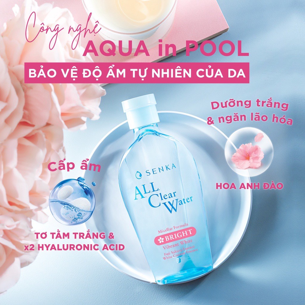 [SENKA] Nước Tẩy Trang Cho Da Khô Nhạy Cảm Giúp Sạch Sâu Và Dưỡng Sáng Làn Da All Clear Water Bright 230ml (Mã 15021)