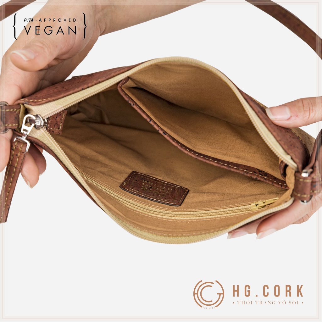 Túi Đeo Chéo Nữ Cao Cấp - CROSSBODY PURSE - HGcork Corkor CK158 - Vật liệu da cork thực vật thuần chay - Sản phẩm Handmade, Sản xuất tại Bồ Đào Nha