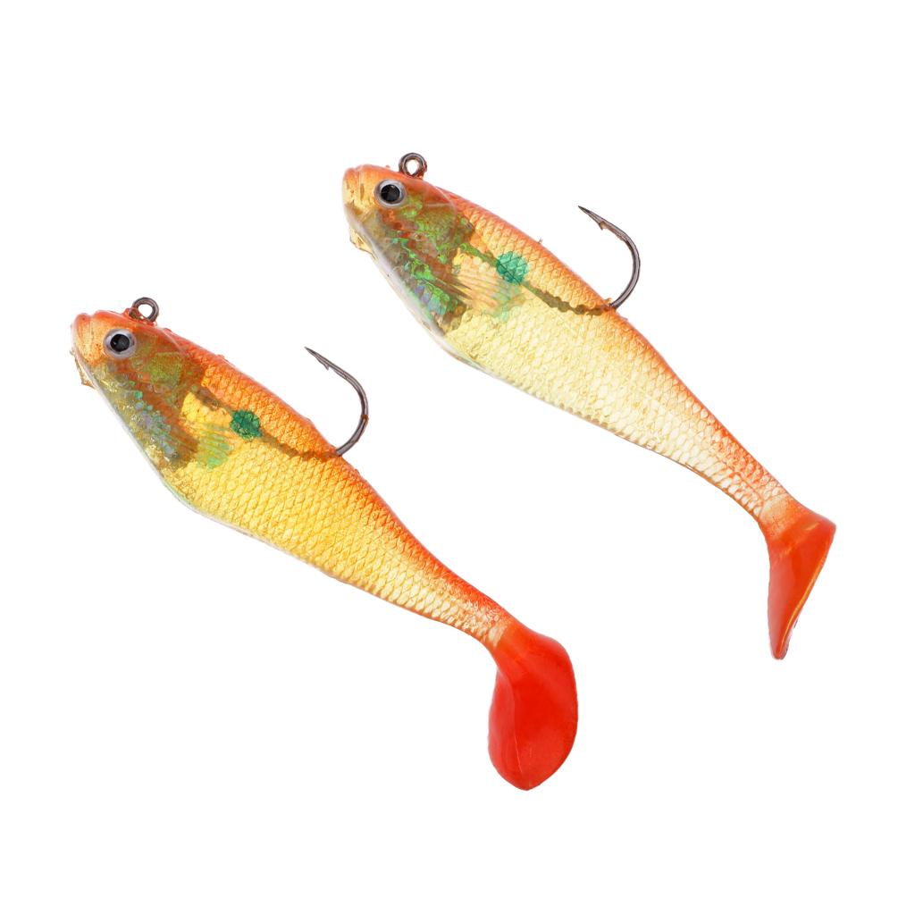 2pcs T Tail Soft Minnow Lure Lead Fishing Lures Silicone Shad Swimbaits 22g