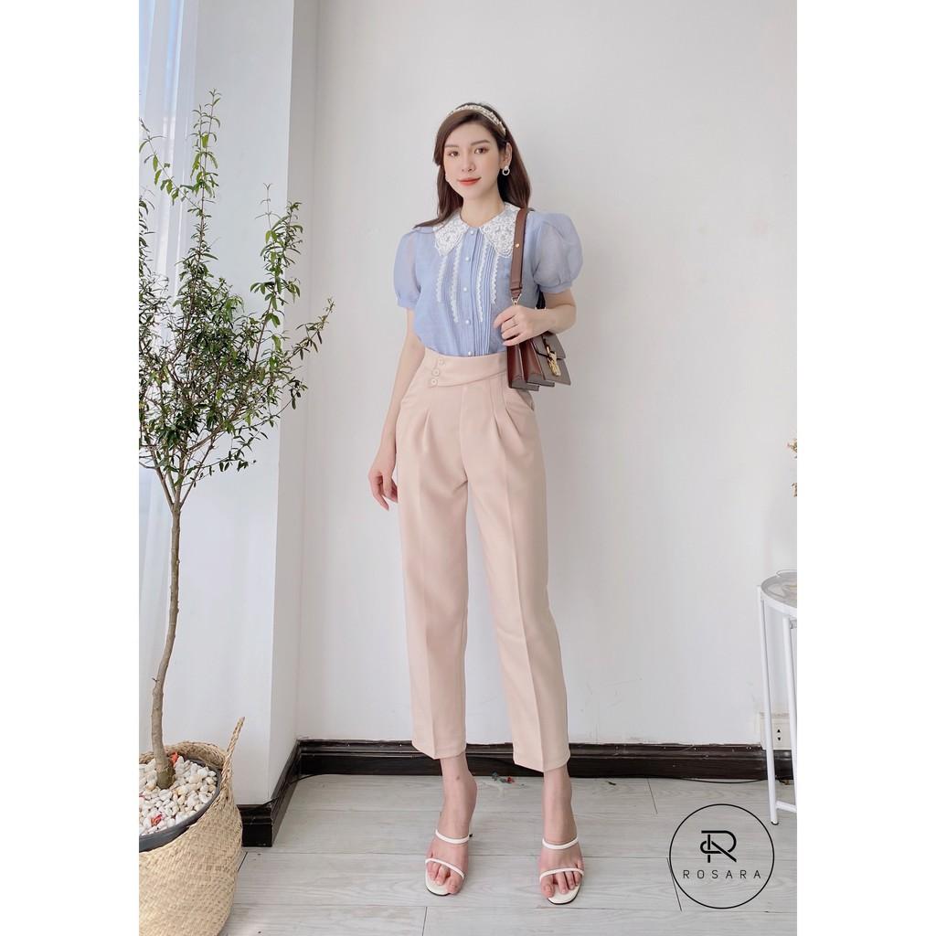 Quần baggy kiểu thời trang nữ 3 cúc 2 màu basic công sở Rosara SP109
