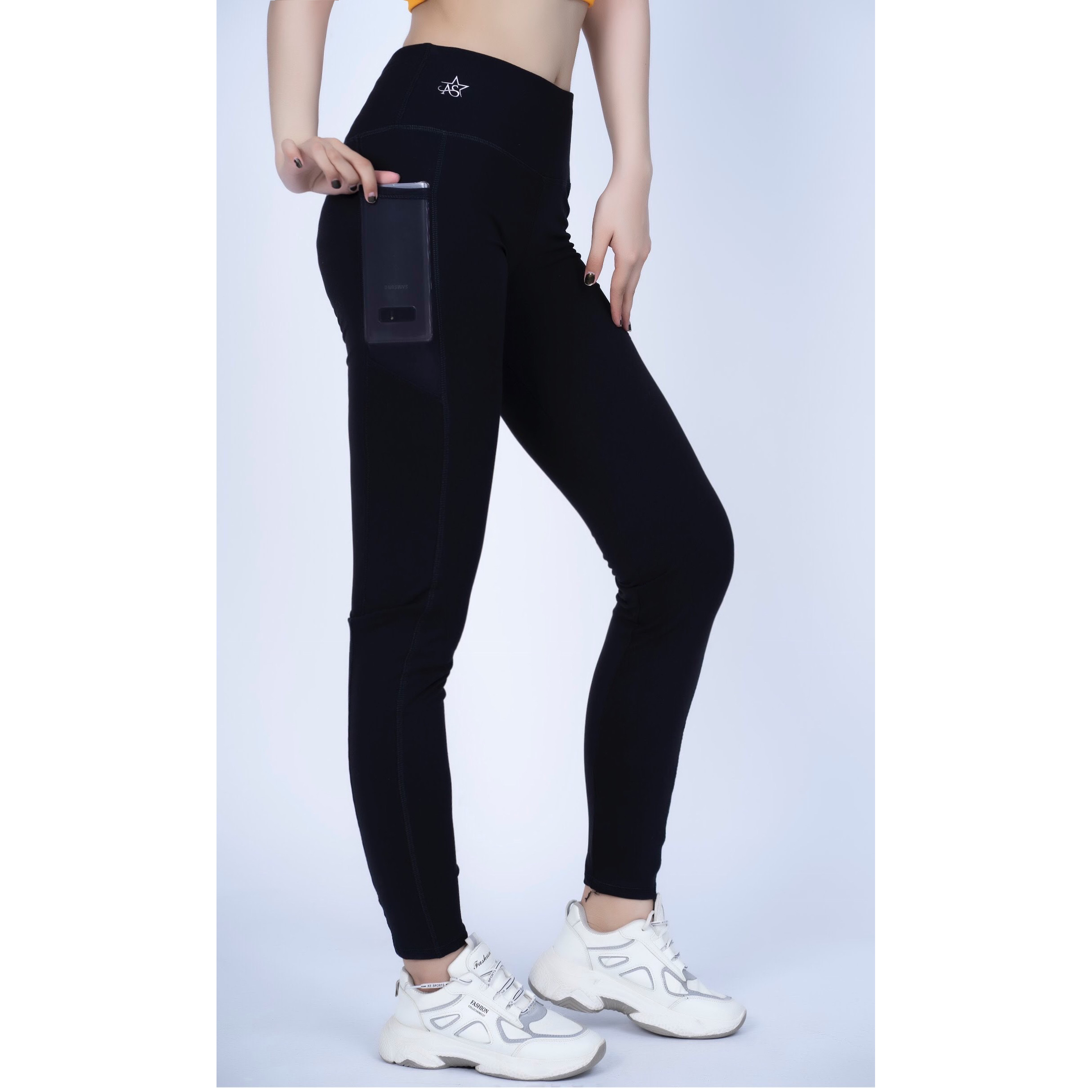 Quần legging dài thể thao nữ phối lưới túi hông - QD6