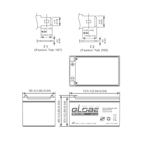 Ắc Quy LONG 12V-12Ah WP12-12SE - (PDC-TECH)