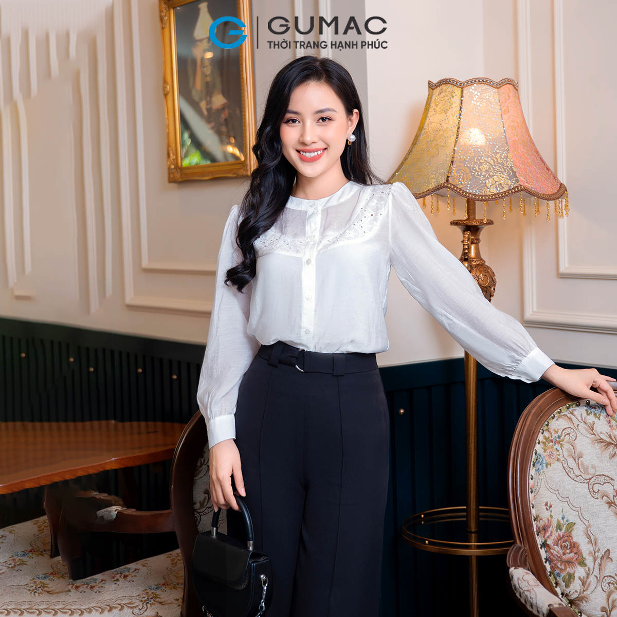 Quần tây nữ phom suông phối dây lưng công sở thanh lịch tôn dáng thời trang GUMAC QD09018