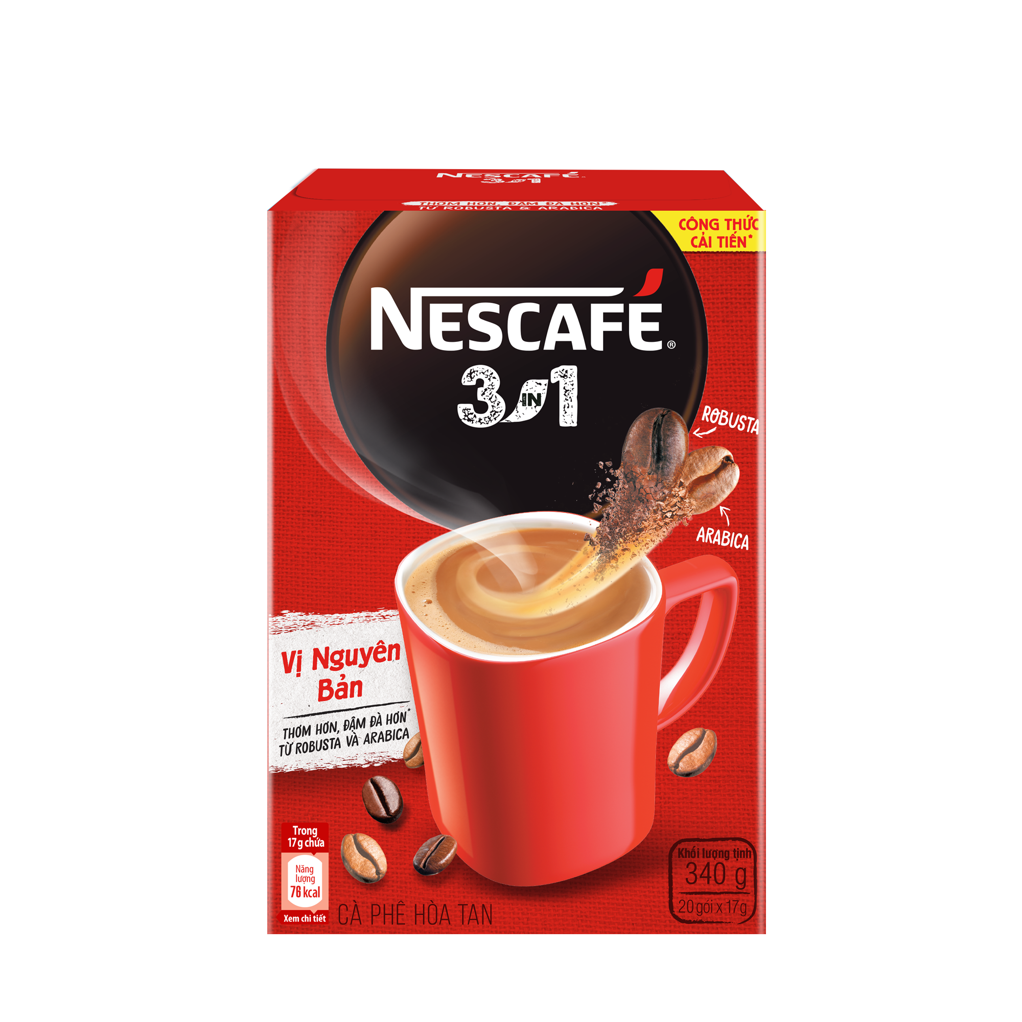 Combo 2 hộp NESCAFÉ 3IN1 Công thức cải tiến - Vị nguyên bản - Hộp 20 gói x 17 g - [Tặng bộ 3 thố thuỷ tinh]