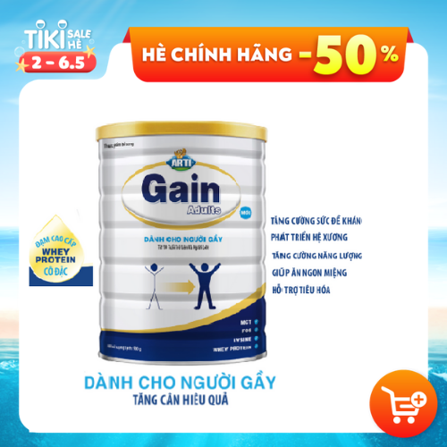 (Date T10/2024)Sữa bột Sữa Arti Gain Adults Dinh loại 900g dinh dưỡng cho người gầy,chơi thể thao, lao động nặng, suy nhược (10 tuổi trở lên)